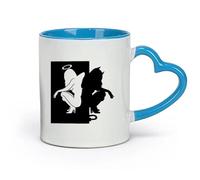 AYUEHBN ceramics Novelty Ceramic Cup Beautiful Female Silhouettes Angel Demon Good Evil （11oz/320ml） Restaurant, Office Blue