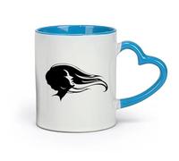 AYUEHBN ceramics Novelty Ceramic Cup Hair Salon Beauty Hairstyle Woman Fashion Girl （11oz/320ml） for Tea Coffee Milk Cappuccino Blue