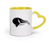 AYUEHBN ceramics Novelty Ceramic Cup Hair Salon Beauty Hairstyle Woman Fashion Girl （11oz/320ml） for Tea Coffee Milk Cappuccino Yellow