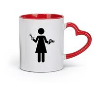 AYUEHBN ceramics Novelty Ceramic Cup Hairdresser Logo Hair Salon Barbershop Barber （11oz/320ml） for Tea Coffee Milk Cappuccino Red