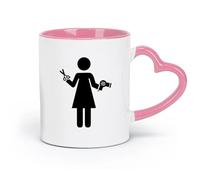 AYUEHBN ceramics Novelty Ceramic Cup Hairdresser Logo Hair Salon Barbershop Barber （11oz/320ml） for Tea Coffee Milk Cappuccino Pink