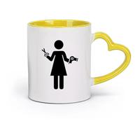 AYUEHBN ceramics Novelty Ceramic Cup Hairdresser Logo Hair Salon Barbershop Barber （11oz/320ml） for Tea Coffee Milk Cappuccino Yellow