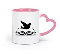 AYUEHBN ceramics Novelty Gift Mug Book Library Holy Bible Religious Bird Dove （11oz/320ml） Coffee, Tea, Latte, Milk, Cocoa, Juice and Other Hot Drinks Pink