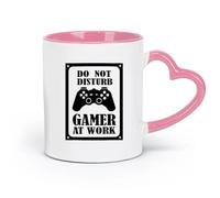 AYUEHBN ceramics Novelty Gift Mug Gamer Rule Warning Do Not Disturb Gamer at Work Joystick （11oz/320ml） Nice Xmas Gift Pink