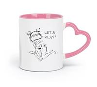 AYUEHBN ceramics Novelty Gift Mug sex appeal Gamer Girl VR Headset Virtual Reality （11oz/320ml） for Espresso, Tea- Set Pink