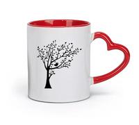 AYUEHBN ceramics Novelty Tea or Coffee Cup Cartoon Bird On The Tree Children's （11oz/320ml） Ceramic Coffee Mug for Cappuccino Tea, Milk, Red