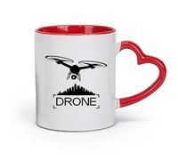 AYUEHBN ceramics Novelty Tea or Coffee Cup CCTV Flying Zone Drone Quadcopter （11oz/320ml） Humorous Gift for Coffee Lovers, Work Besties, Coworkers & Friends Red