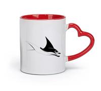 AYUEHBN ceramics Novelty Tea or Coffee Cup Manta Ray Ocean Sea Marine Animal （11oz/320ml） Humorous Gift for Coffee Lovers, Work Besties, Coworkers & Friends Red