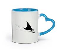 AYUEHBN ceramics Novelty Tea or Coffee Cup Manta Ray Ocean Sea Marine Animal （11oz/320ml） Humorous Gift for Coffee Lovers, Work Besties, Coworkers & Friends Blue