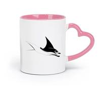 AYUEHBN ceramics Novelty Tea or Coffee Cup Manta Ray Ocean Sea Marine Animal （11oz/320ml） Humorous Gift for Coffee Lovers, Work Besties, Coworkers & Friends Pink
