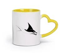AYUEHBN ceramics Novelty Tea or Coffee Cup Manta Ray Ocean Sea Marine Animal （11oz/320ml） Humorous Gift for Coffee Lovers, Work Besties, Coworkers & Friends Yellow