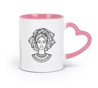 AYUEHBN ceramics Personalised Mugs Black Girl Woman African Face Beautiful Fashion Native Turban （11oz/320ml） and Microwave-Safe Pink