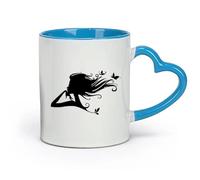 AYUEHBN ceramics Personalised Mugs Pretty Butterfly Woman Beauty Salon Hair Style （11oz/320ml） for Tea, Hot Chocolate Blue