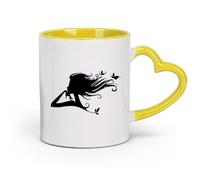 AYUEHBN ceramics Personalised Mugs Pretty Butterfly Woman Beauty Salon Hair Style （11oz/320ml） for Tea, Hot Chocolate Yellow