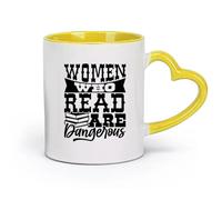 AYUEHBN ceramics Personalised Mugs Quote Words Dangerous Woman Book Reading Room （11oz/320ml） Ceramic Coffee Mug for Cappuccino Tea, Milk, Yellow