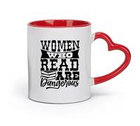 AYUEHBN ceramics Personalised Mugs Quote Words Dangerous Woman Book Reading Room （11oz/320ml） Ceramic Coffee Mug for Cappuccino Tea, Milk, Red