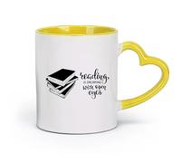 AYUEHBN ceramics Porcelain Coffee Mugs Books Quote Reading Library Book Shop （11oz/320ml） Humorous Gift for Coffee Lovers, Work Besties, Coworkers & Friends Yellow