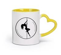 AYUEHBN ceramics Porcelain Cup Pole Dance sex appeal Girl Dancing Night Club （11oz/320ml） Coffee, Tea, Latte, Milk, Cocoa, Juice and Other Hot Drinks Yellow
