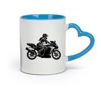 AYUEHBN ceramics Porcelain Cup Speed Racing sex appeal Girl On a Motorcycle （11oz/320ml） Humorous Gift for Coffee Lovers, Work Besties, Coworkers & Friends Blue