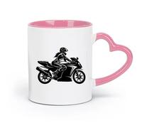AYUEHBN ceramics Porcelain Cup Speed Racing sex appeal Girl On a Motorcycle （11oz/320ml） Humorous Gift for Coffee Lovers, Work Besties, Coworkers & Friends Pink