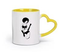 AYUEHBN ceramics Porcelain Cups sex appeal Lady African Woman Afro Hairstyle （11oz/320ml） Humorous Gift for Coffee Lovers, Work Besties, Coworkers & Friends Yellow