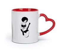 AYUEHBN ceramics Porcelain Cups sex appeal Lady African Woman Afro Hairstyle （11oz/320ml） Humorous Gift for Coffee Lovers, Work Besties, Coworkers & Friends Red