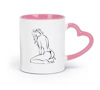 AYUEHBN ceramics Porcelain Latte Tea Cup Art sex appeal Hot Girl Back Thong （11oz/320ml） Humorous Gift for Coffee Lovers, Work Besties, Coworkers & Friends Pink