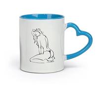 AYUEHBN ceramics Porcelain Latte Tea Cup Art sex appeal Hot Girl Back Thong （11oz/320ml） Humorous Gift for Coffee Lovers, Work Besties, Coworkers & Friends Blue
