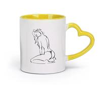 AYUEHBN ceramics Porcelain Latte Tea Cup Art sex appeal Hot Girl Back Thong （11oz/320ml） Humorous Gift for Coffee Lovers, Work Besties, Coworkers & Friends Yellow