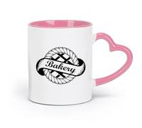 AYUEHBN ceramics Porcelain Latte Tea Cup Bakery Shop House Baking Taste Bread （11oz/320ml） Humorous Gift for Coffee Lovers, Work Besties, Coworkers & Friends Pink