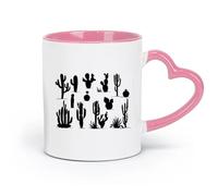 AYUEHBN ceramics Porcelain Latte Tea Cup Cactus Plants Desert Flowers Natural （11oz/320ml） Cappuccino, Latte Macchiato, Tea, Espresso Pink