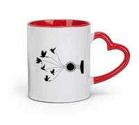 AYUEHBN ceramics Porcelain Latte Tea Cup Guitar Music Birds Beautiful Musical （11oz/320ml） Cappuccino, Latte Macchiato, Tea, Espresso Red