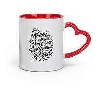 AYUEHBN ceramics Stylish Tea and Coffee Cups Book Literature Reading Bookworm Quote （11oz/320ml） Great Gift for Lovers Red