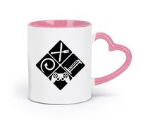 AYUEHBN ceramics Stylish Tea and Coffee Cups Gamer Lifestyle Video Game Play （11oz/320ml） Humorous Gift for Coffee Lovers, Work Besties, Coworkers & Friends Pink