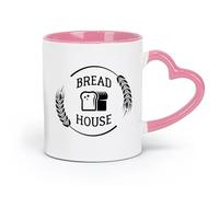 AYUEHBN ceramics Tea and Coffee Cups Bread House Farinaceous Food Bakehouse Bakery （11oz/320ml） for Tea Coffee Hot Brew Pink
