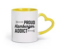 AYUEHBN ceramics Tea and Coffee Cups Proud Hamburger Addict Cafe Lettering Fast Food （11oz/320ml） for Tea Coffee Milk Cappuccino Yellow