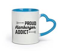 AYUEHBN ceramics Tea and Coffee Cups Proud Hamburger Addict Cafe Lettering Fast Food （11oz/320ml） for Tea Coffee Milk Cappuccino Blue