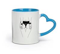 AYUEHBN ceramics Tea and Coffee Cups sex appeal Girl Booty Strip Handcuffs No Clothes （11oz/320ml） for Tea, Hot Chocolate Blue