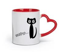 AYUEHBN ceramics Tea, Coffee and Hot Chocolate Cups Cat Pet Phrase Meow Cute Kitty （11oz/320ml） for Tea, Coffee & Hot Drinks Red