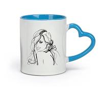 AYUEHBN ceramics Tea, Coffee and Hot Chocolate Cups Pretty Woman Beauty Salon Girl （11oz/320ml） for Tea, Hot Chocolate Blue