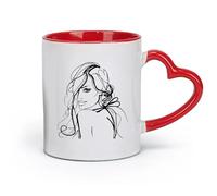 AYUEHBN ceramics Tea, Coffee and Hot Chocolate Cups Pretty Woman Beauty Salon Girl （11oz/320ml） for Tea, Hot Chocolate Red