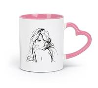 AYUEHBN ceramics Tea, Coffee and Hot Chocolate Cups Pretty Woman Beauty Salon Girl （11oz/320ml） for Tea, Hot Chocolate Pink