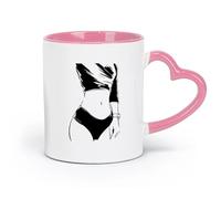 AYUEHBN ceramics Tea, Coffee and Hot Chocolate Cups sex appeal Body Young Girl （11oz/320ml） Ceramic Coffee Mug for Cappuccino Tea, Milk, Pink