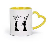 AYUEHBN ceramics Tea Cup Girls Women Dress And Hat Magician Flowers （11oz/320ml） Humorous Gift for Coffee Lovers, Work Besties, Coworkers & Friends Yellow