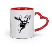 AYUEHBN ceramics Tea Cup Moose Head Horn Deer Forest Animal Hunting Club （11oz/320ml） Humorous Gift for Coffee Lovers, Work Besties, Coworkers & Friends Red