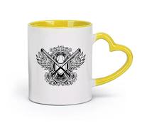 AYUEHBN ceramics White Ceramic Coffee Mugs Baseball Wings Sports Fan Ball Bat Teen （11oz/320ml） Stylish & Durable - Microwave & Dishwasher Safe Yellow