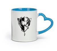 AYUEHBN ceramics White Ceramic Coffee Mugs Heart Angel And Devil Shield Wings （11oz/320ml） Cappuccino, Latte Macchiato, Tea, Espresso Blue
