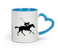 AYUEHBN ceramics White Ceramic Coffee Mugs Polo Player Sport Horseback Riding Horse （11oz/320ml） for Milk Tea Cola Water Blue