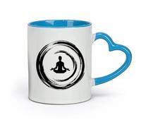 AYUEHBN ceramics White Ceramic Coffee Mugs Yoga Buddhist Meditation Enso Circle （11oz/320ml） Ceramic Coffee Mug for Cappuccino Tea, Milk, Blue