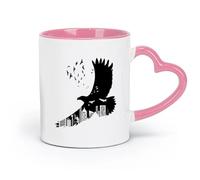 AYUEHBN ceramics White Mugs American Bald Eagle Birds Big City Gothic Style （11oz/320ml） for Coffee, Soup, Tea, Milk, Latte, hot Cocoa, Ladies, Men Pink